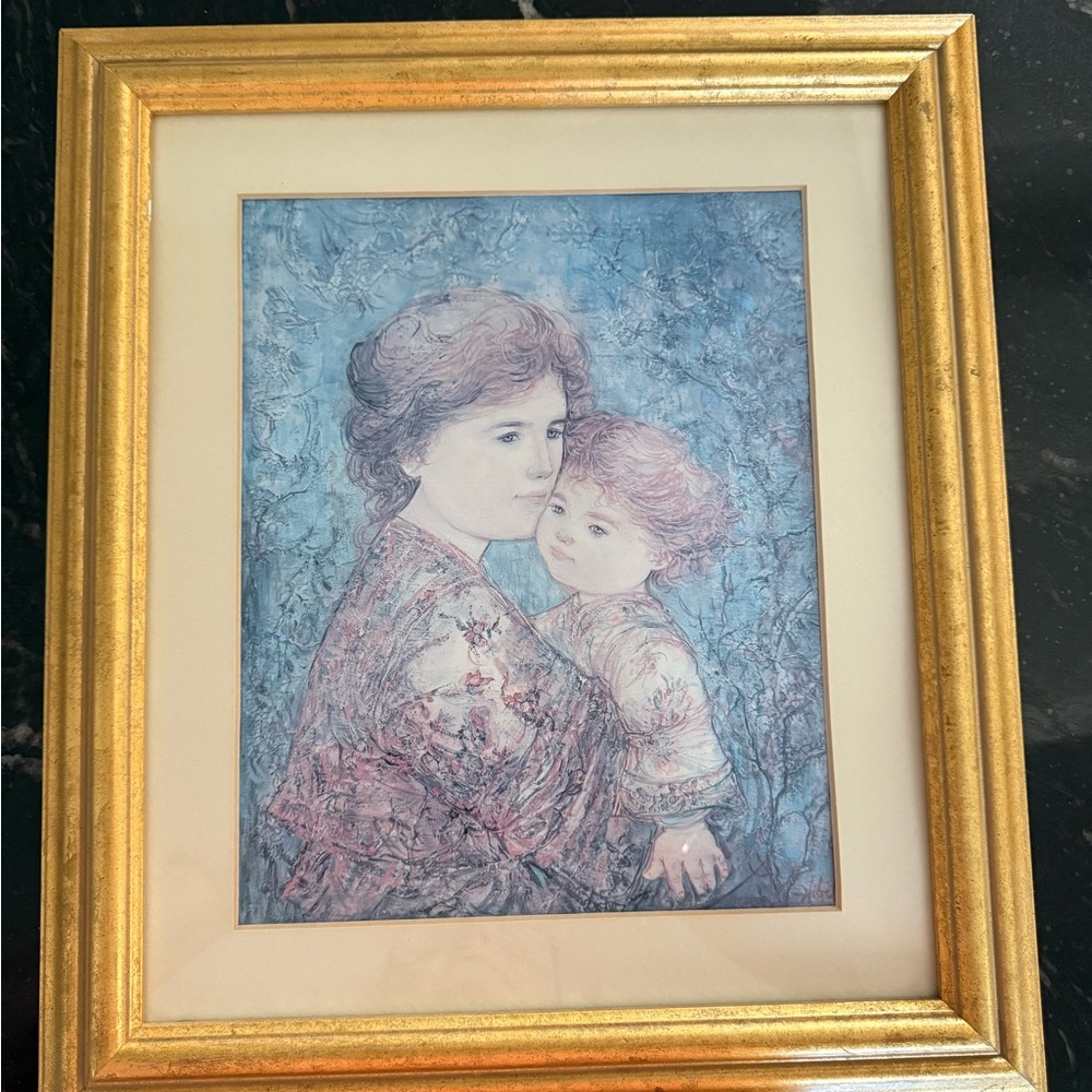 Edna Hibel print of mother and child Framed